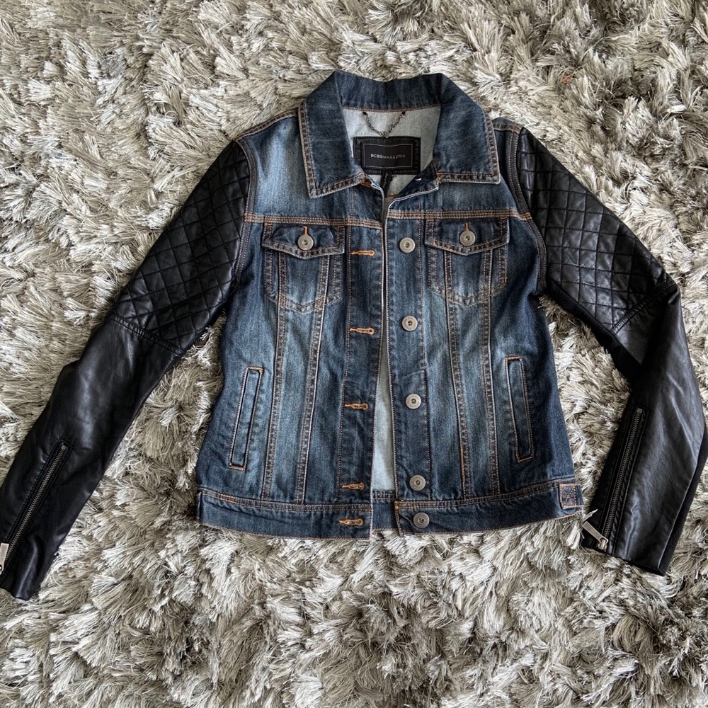 BCBG denim and leather jacket